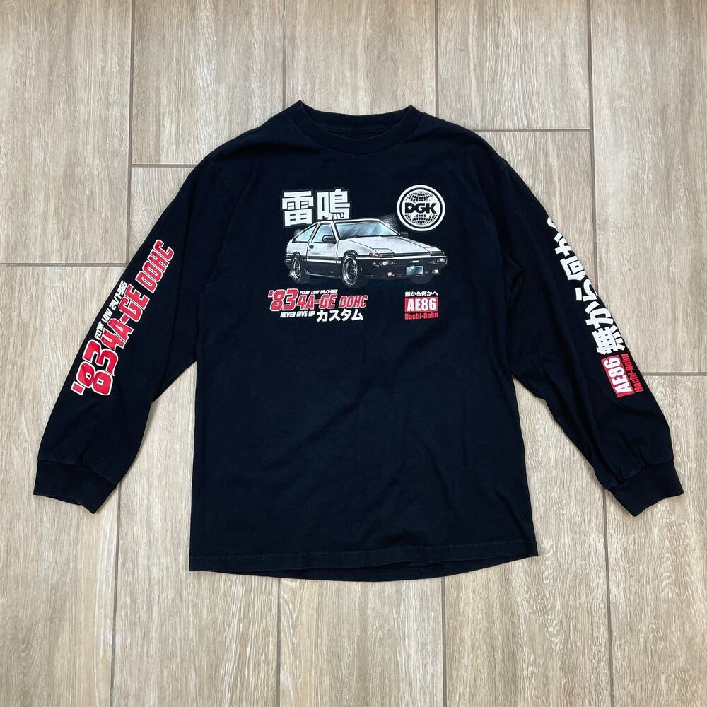 DGK AE86 Long Sleeve Graphic T Shirt Men Medium Black JDM Drift Streetwear